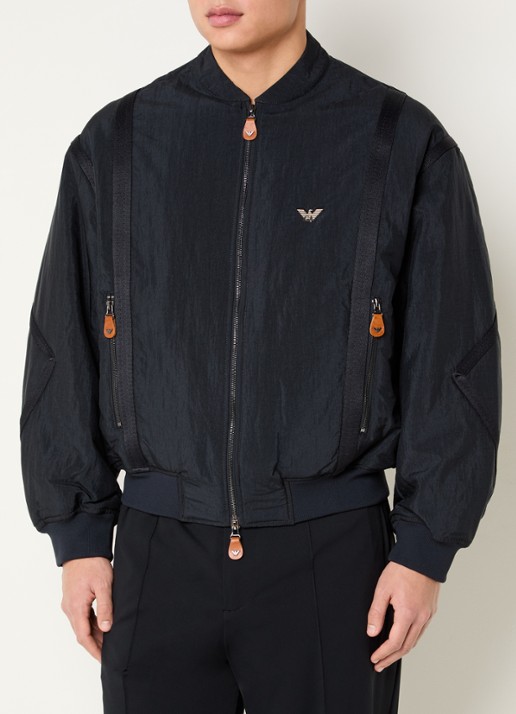 Armani Gewatteerd bomberjack met logo en ritszakken