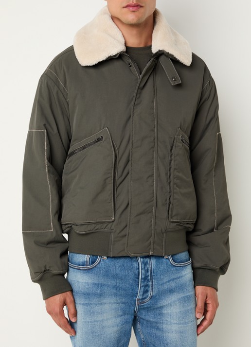 Armani Gewatteerd jack met afneembare kraag - detail groen