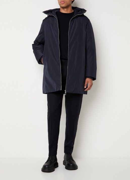 Armani Gewatteerd jack met capuchon - voorkant 3 donkerblauw
