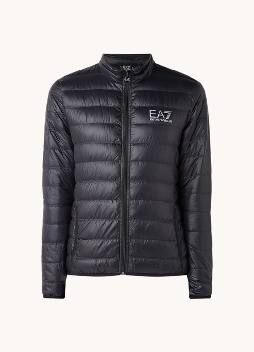 Armani Gewatteerd jack met donsvulling en logo - voorkant 3 zwart