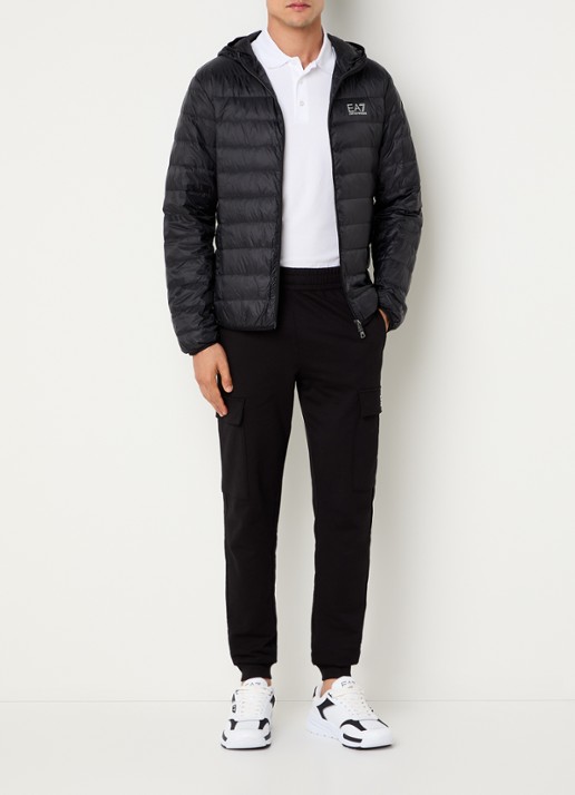Armani Gewatteerd jack met donsvulling en logo - voorkant 4 zwart