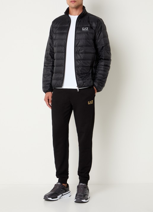 Armani Gewatteerd jack met donsvulling en logo - voorkant 4 zwart