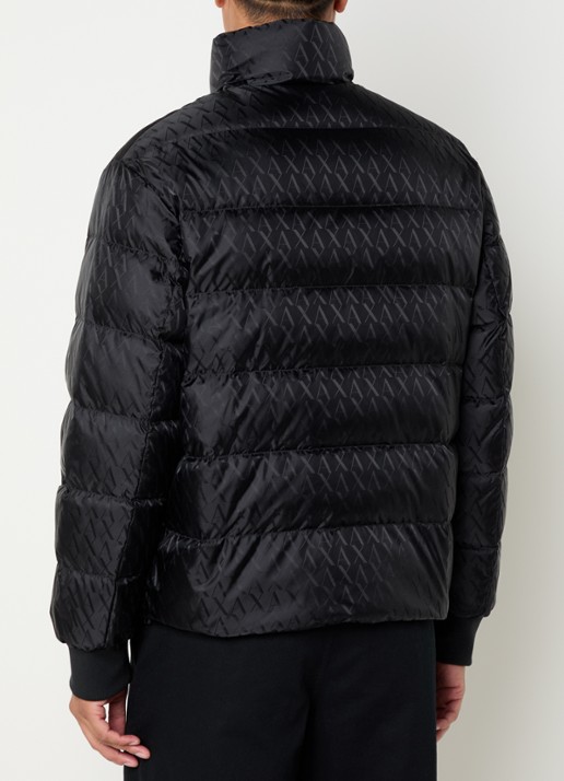 Armani Gewatteerd jack met donsvulling en logoprint - achterkant 4 zwart
