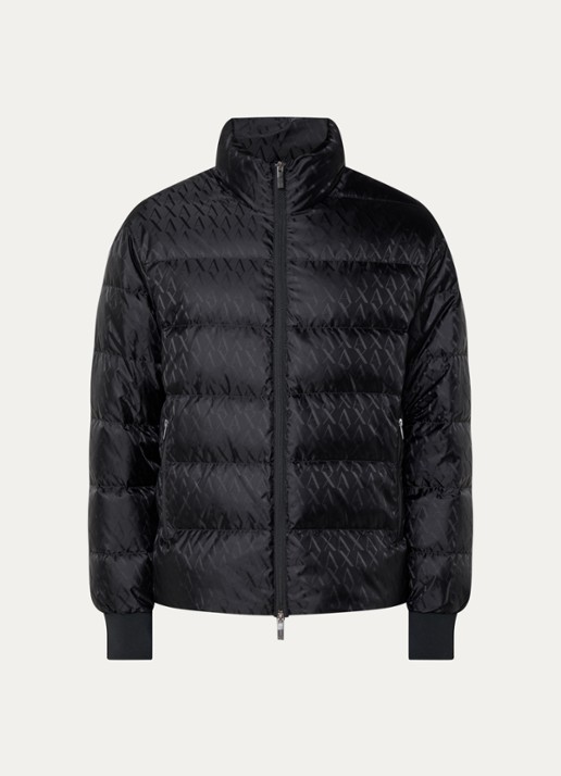 Armani Gewatteerd jack met donsvulling en logoprint - voorkant zwart