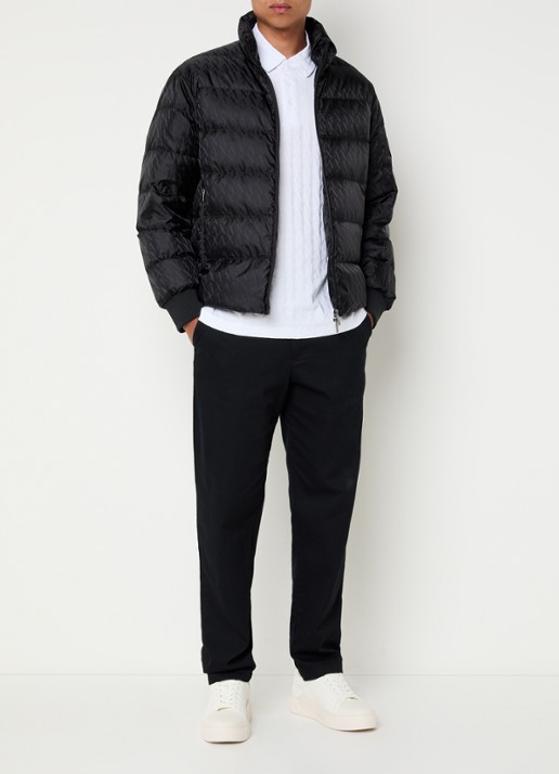 Armani Gewatteerd jack met donsvulling en logoprint - voorkant 2 zwart