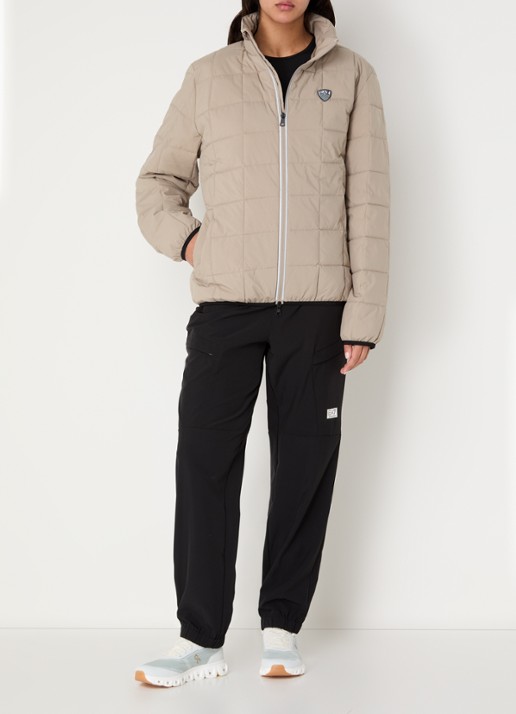 Armani Gewatteerd jack met logo en donsvulling - voorkant 2 donkerbeige