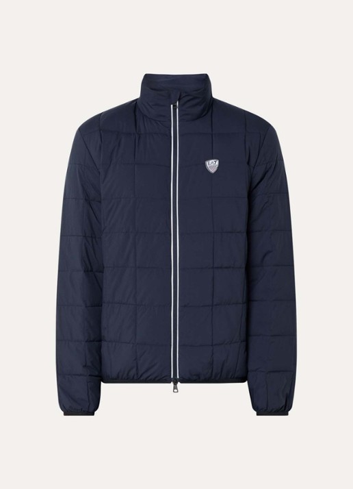 Armani Gewatteerd jack met logo en donsvulling - voorkant 2 donkerblauw