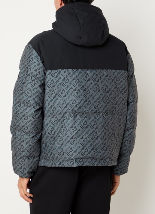 Armani Gewatteerd jack met logoprint  - achterkant 2 bronsgroen