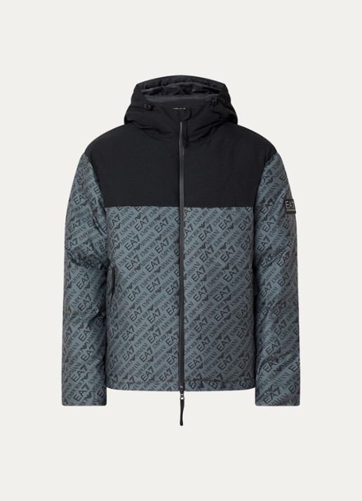 Armani Gewatteerd jack met logoprint  - voorkant 3 bronsgroen