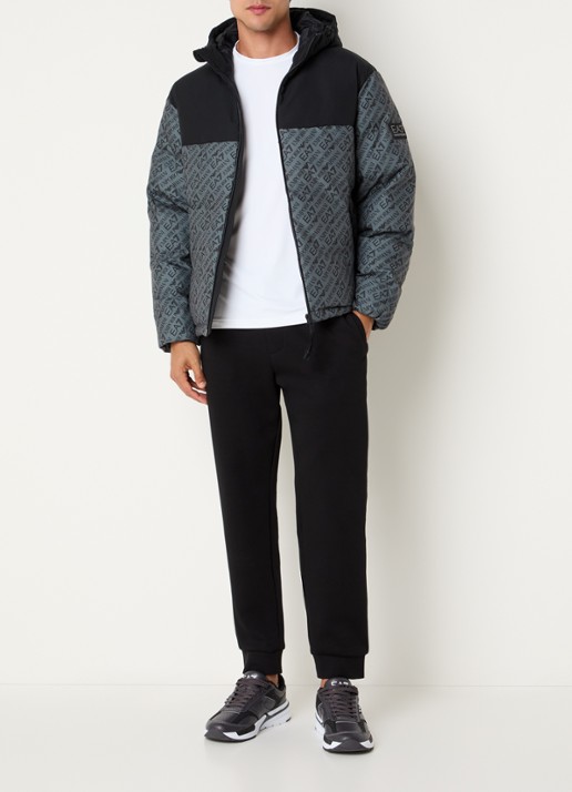 Armani Gewatteerd jack met logoprint  - voorkant 4 bronsgroen