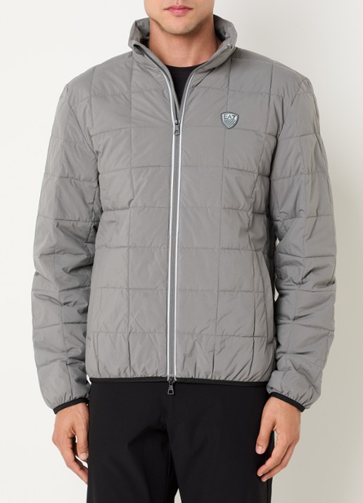 Armani Gewatteerd jack met quilt patroon en logo