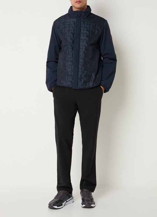Armani Gewatteerd jack met quilt patroon en ritszakken - voorkant 4 donkerblauw