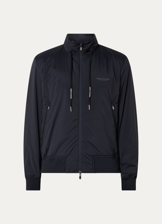Armani Gewatteerd jack met ritszakken en logo - voorkant 2 donkerblauw
