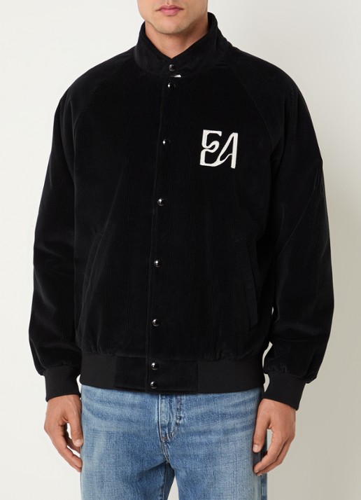 Armani Gewatteerd jack van corduroy met logoborduring