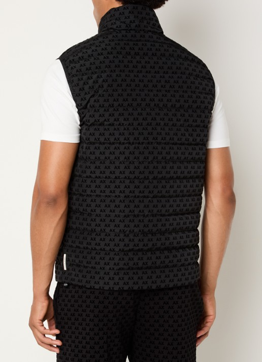 Armani Gewatteerde bodywarmer met donsvulling en flock logoprint - achterkant 3 black-uc001