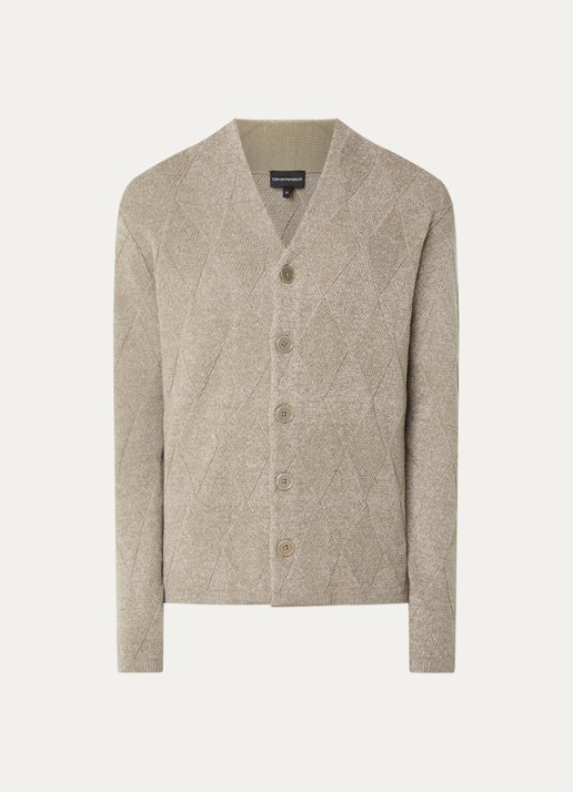 Armani Grofgebreid vest in wolblend met V-hals - voorkant 2 lindegroen