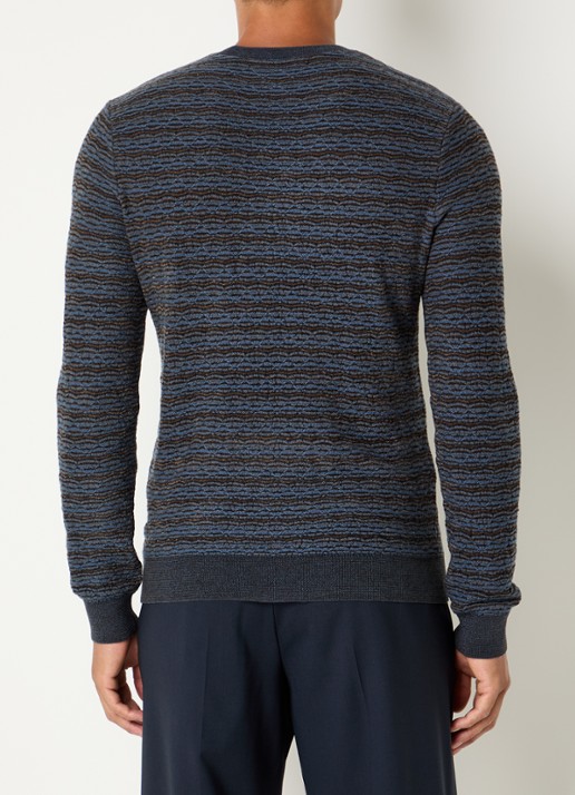Armani Grofgebreide pullover in scheerwolblend - achterkant 3 staalblauw