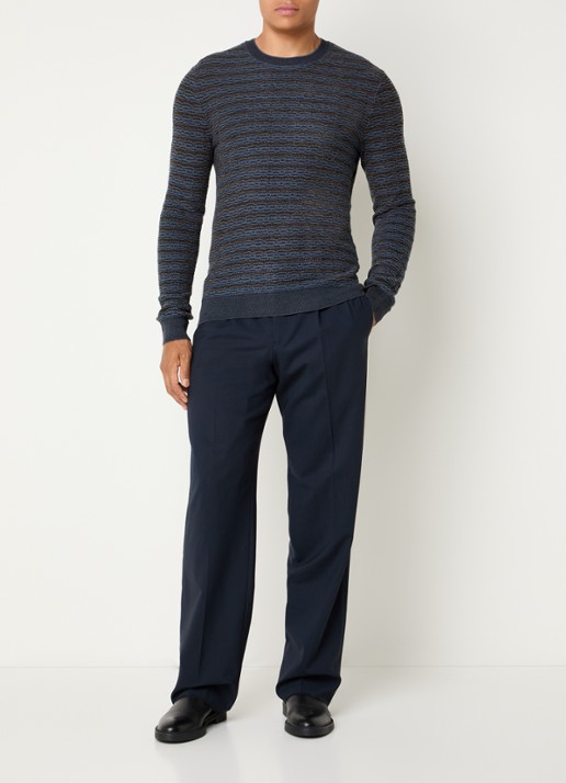 Armani Grofgebreide pullover in scheerwolblend - voorkant 2 staalblauw