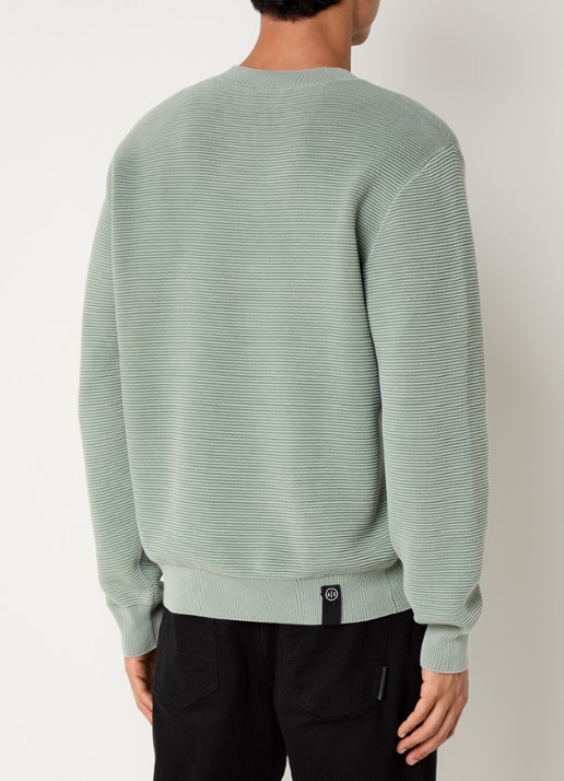 Armani Grofgebreide pullover met ronde hals - achterkant lindegroen