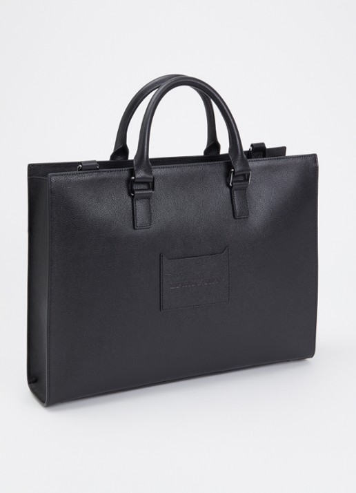 Armani Handtas van leer met afneembare schouderriem - achterkant zwart
