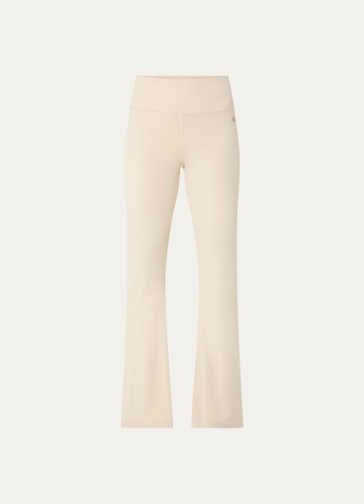 Armani High waist flared fit trainingsbroek - voorkant vanillegeel
