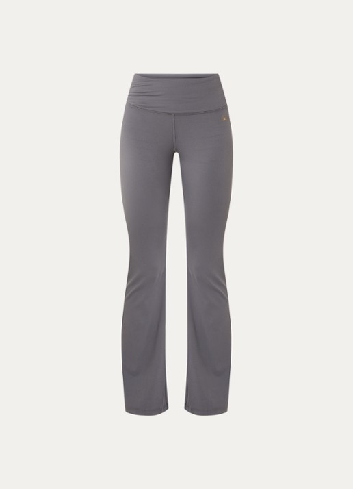 Armani High waist flared fit trainingsbroek - voorkant lichtgrijs