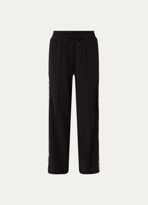 Armani High waist loose fit joggingsbroek met logo - voorkant 2 zwart