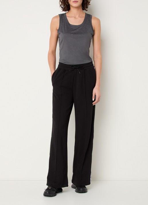 Armani High waist loose fit joggingsbroek met logo - voorkant 3 zwart