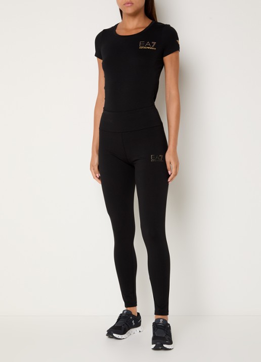 Armani High waist skinny fit trainingslegging met logo - voorkant 2 zwart
