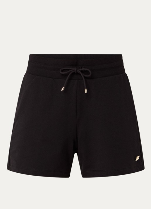 Armani High waist straight fit korte broek met steekzakken en logo - voorkant zwart