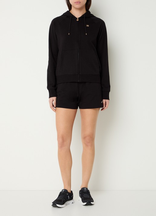 Armani High waist straight fit korte broek met steekzakken en logo - voorkant 2 zwart