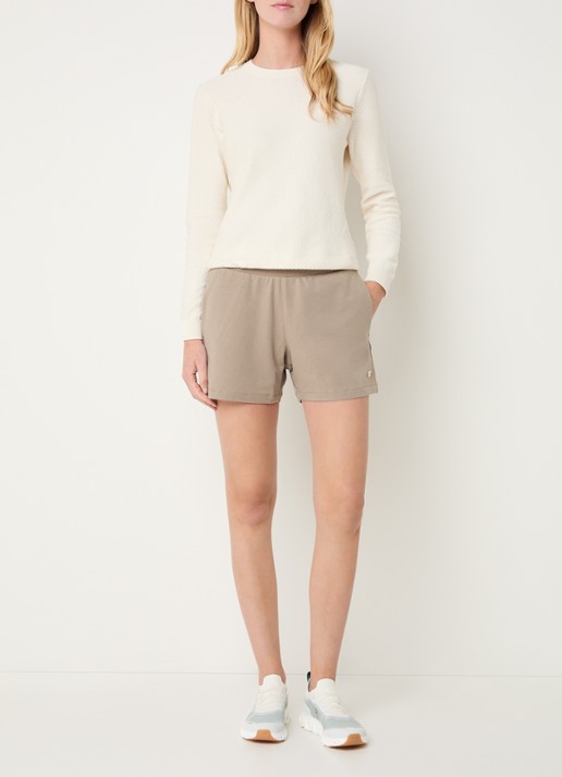 Armani High waist straight fit korte broek met steekzakken en logo - voorkant 3 khaki