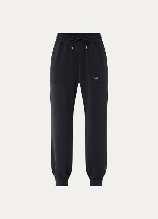 Armani High waist tapered fit joggingbroek met logo - voorkant zwart