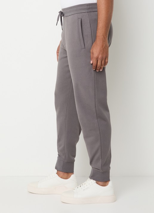 Armani High waist tapered fit joggingbroek met steekzakken - detail 4 grijs
