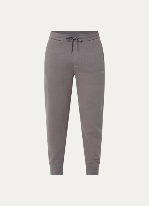 Armani High waist tapered fit joggingbroek met steekzakken - voorkant grijs