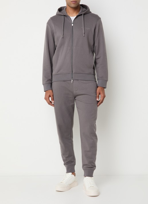 Armani High waist tapered fit joggingbroek met steekzakken - voorkant 2 grijs