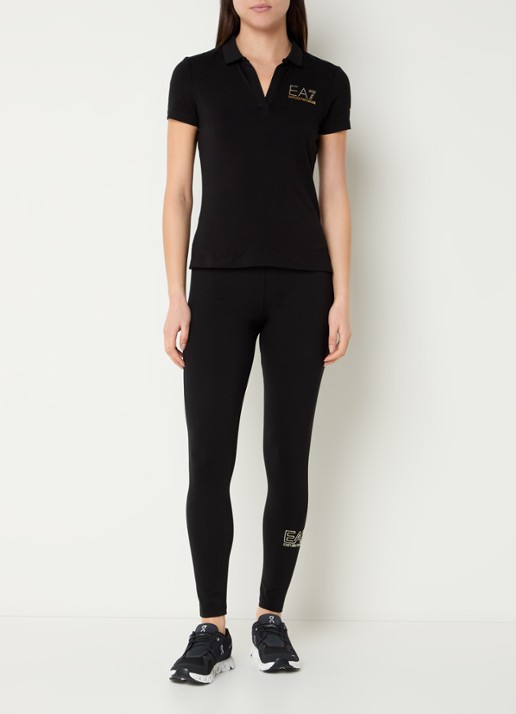 Armani High waist trainingslegging met logo - voorkant 5 zwart
