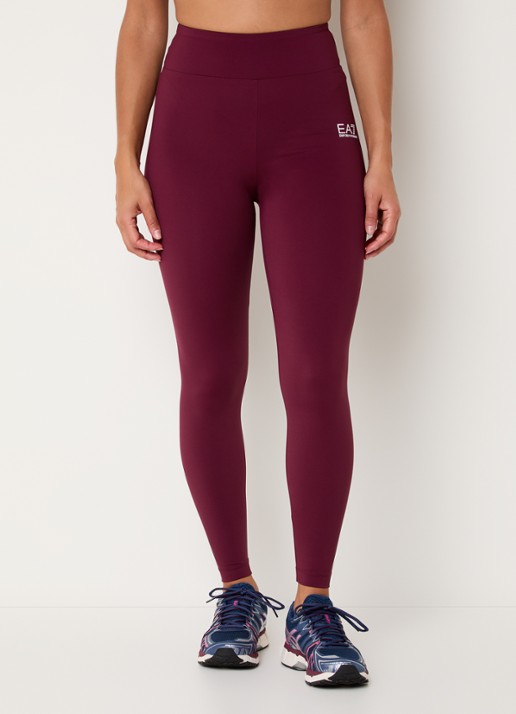 Armani High waist trainingslegging met logo - detail 3 bordeauxrood