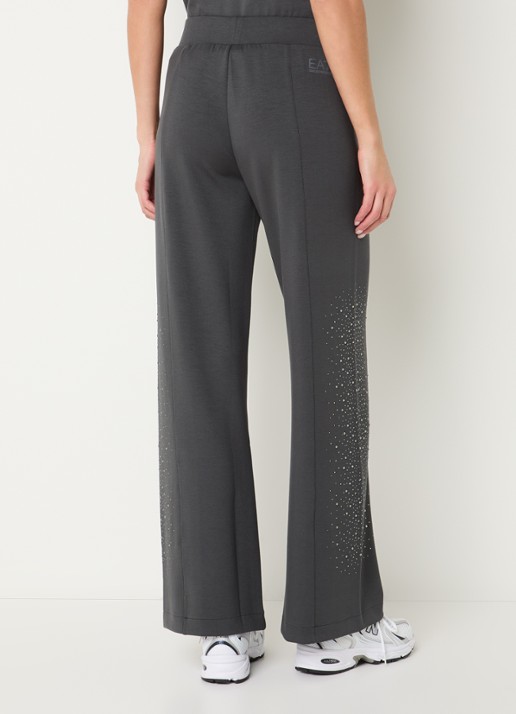 Armani High waist wide fit joggingbroek met strass - achterkant donkergrijs