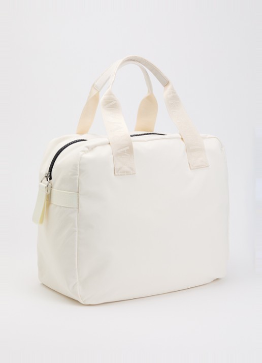 Armani Holdall weekendtas met afneembare schouderriem - achterkant creme