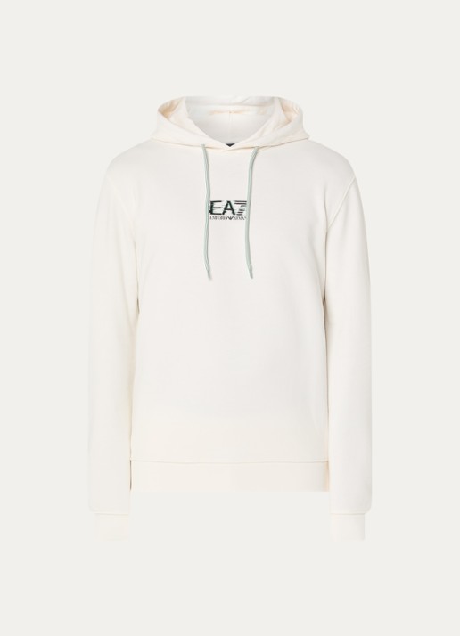 Armani Hoodie met logo- en backprint - voorkant 2 gebroken wit
