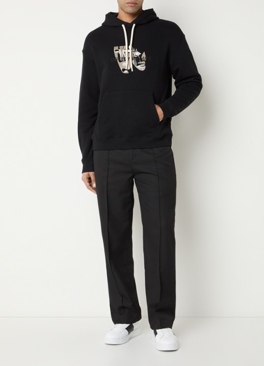 Armani Hoodie met logo en print - voorkant 5 zwart