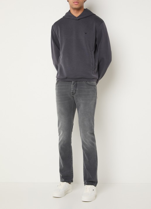 Armani Hoodie met logo - voorkant 5 antraciet