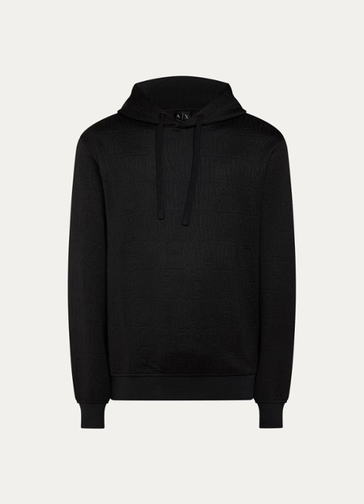 Armani Hoodie met logoborduring - voorkant zwart