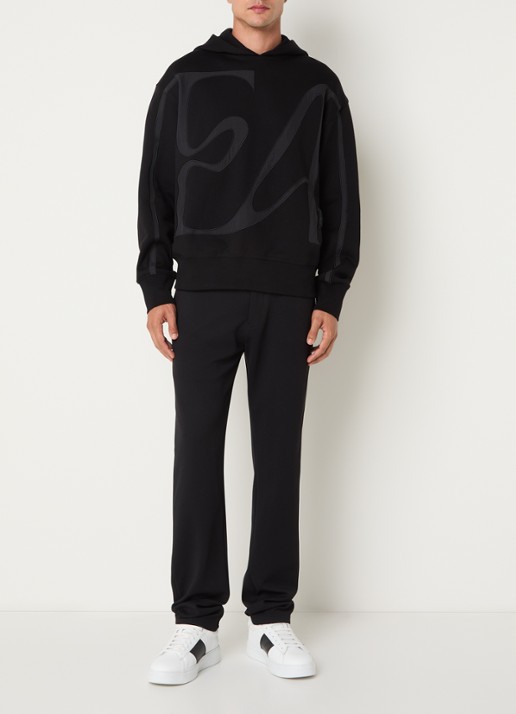 Armani Hoodie met logoborduring - voorkant 5 zwart