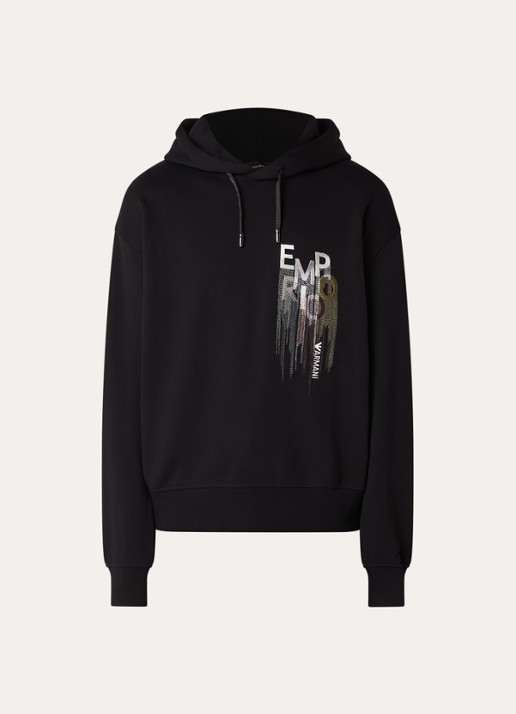 Armani hoodie met logoborduring - voorkant 4 zwart