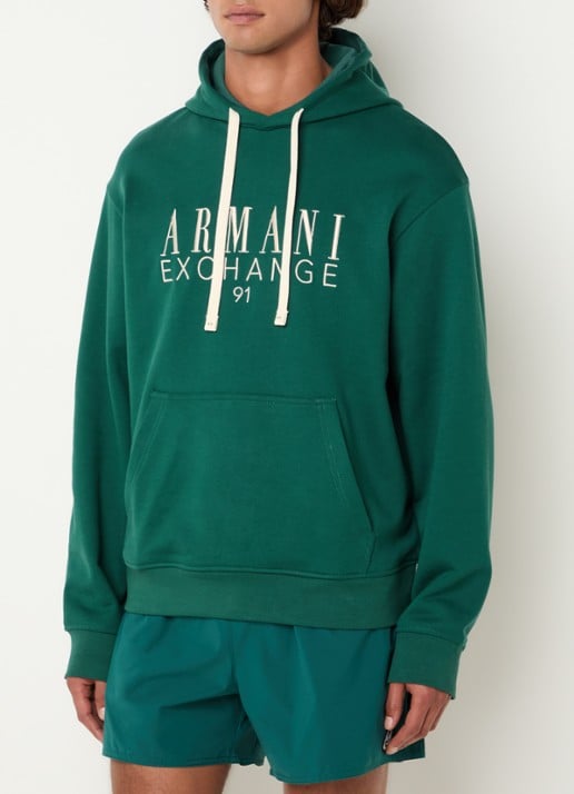 Armani Hoodie met logoprint en kangeroezak