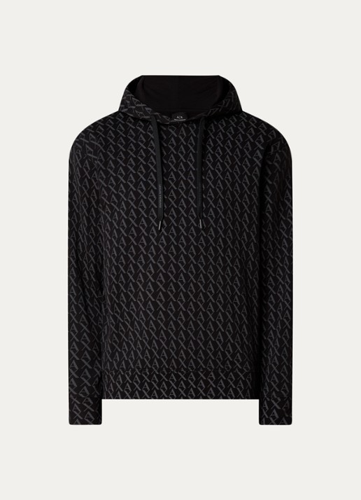 Armani Hoodie met logoprint - voorkant zwart