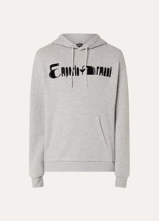 Armani Hoodie met logoprint - voorkant 4 grijsmele