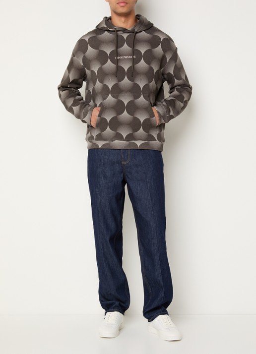 Armani Hoodie met print - voorkant 2 antraciet